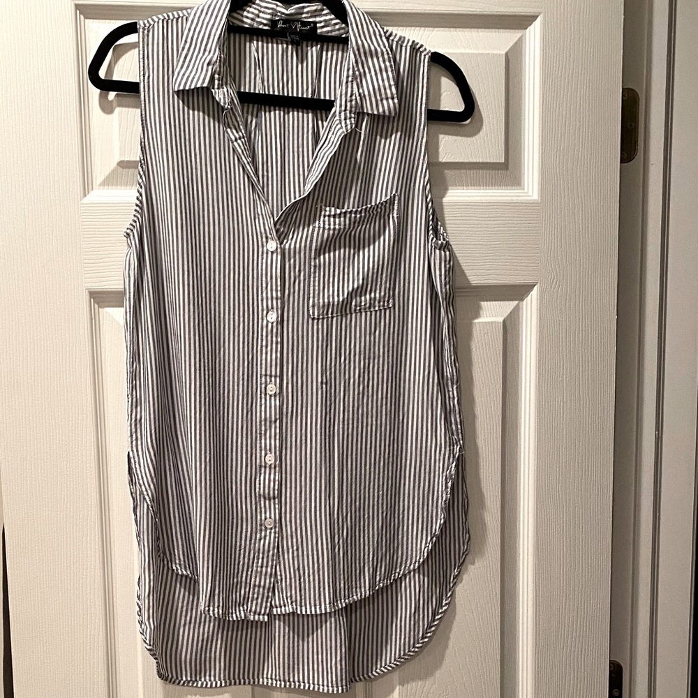 Grey and white striped tank